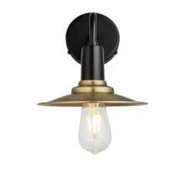 Sleek Flat Wall Light - 8 Inch - Brass -Lumi Home Shop 8 Inch WallLight Brass Industville Lighting Flat BlackHolder Sleek SL FWL8 P BKH SO Lit