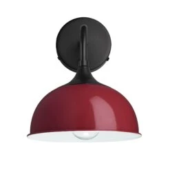 Chelsea Dome Wall Light - 8 Inch - Burgundy -Lumi Home Shop 8 Inch WallLight Burgundy Industville Lighting Dome BlackHolder Chelsea CH DWL8 BU BKH front