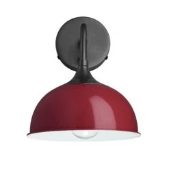 Chelsea Dome Wall Light - 8 Inch - Burgundy -Lumi Home Shop 8 Inch WallLight Burgundy Industville Lighting Dome PewterHolder Chelsea CH DWL8 BU PH front