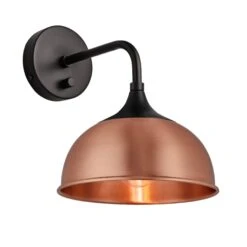Chelsea Dome Wall Light - 8 Inch - Copper 15 Chelsea Dome Wall Light - 8 Inch - Copper -Lumi Home Shop 8 Inch WallLight Copper Industville Lighting Dome BlackHolder Chelsea CH DWL8 C BKH Angled