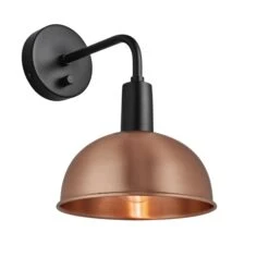 Sleek Dome Wall Light - 8 Inch - Copper -Lumi Home Shop 8 Inch WallLight Copper Industville Lighting Dome BlackHolder Sleek SL DWL8 C BKH Angled Litcopy