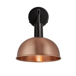 Sleek Dome Wall Light - 8 Inch - Copper -Lumi Home Shop 8 Inch WallLight Copper Industville Lighting Dome BlackHolder Sleek SL DWL8 C BKH SO Litcopy