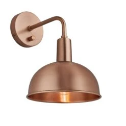 Sleek Dome Wall Light - 8 Inch - Copper -Lumi Home Shop 8 Inch WallLight Copper Industville Lighting Dome CopperHolder Sleek SL DWL8 C CH Angled Lit