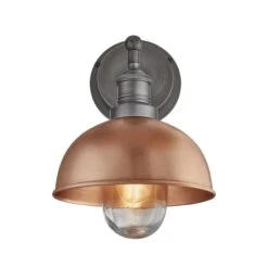 Brooklyn Outdoor & Bathroom Dome Wall Light - 8 Inch - Copper -Lumi Home Shop 8 Inch WallLight Copper Industville Lighting Dome PewterHolder Brooklyn IP65 BR IP65 DWL8 C PH