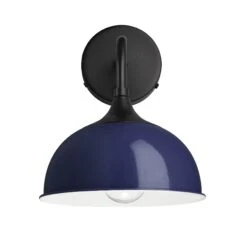Chelsea Dome Wall Light - 8 Inch - Dark Blue -Lumi Home Shop 8 Inch WallLight DarkBlue Industville Lighting Dome BlackHolder Chelsea CH DWL8 DB BKH front