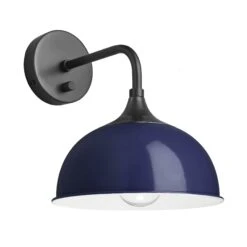 Chelsea Dome Wall Light - 8 Inch - Dark Blue -Lumi Home Shop 8 Inch WallLight DarkBlue Industville Lighting Dome PewterHolder Chelsea CH DWL8 DB PH angled