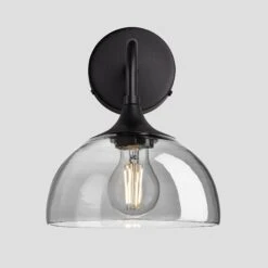 Chelsea Tinted Glass Dome Wall Light - 8 Inch - Smoke Grey 17 Chelsea Tinted Glass Dome Wall Light - 8 Inch - Smoke Grey -Lumi Home Shop 8 Inch WallLight Glass Industville Lighting Dome BlackHolder Chelsea CH TGL DWL8 SG BKH