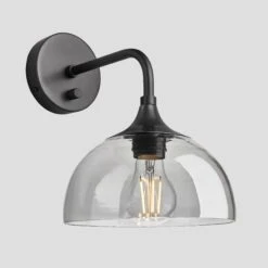 Chelsea Tinted Glass Dome Wall Light - 8 Inch - Smoke Grey 22 Chelsea Tinted Glass Dome Wall Light - 8 Inch - Smoke Grey -Lumi Home Shop 8 Inch WallLight Glass Industville Lighting Dome PewterHolder Chelsea CH TGL DWL8 SG PH Angled