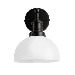 Brooklyn Opal Glass Dome Wall Light - 8 Inch 17 Brooklyn Opal Glass Dome Wall Light - 8 Inch -Lumi Home Shop 8 Inch WallLight OpalGlass Industville Lighting Dome BlackHolder Brooklyn BR OGL DWL8 W BKH