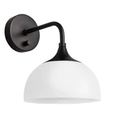 Chelsea Opal Glass Dome Wall Light - 8 Inch 22 Chelsea Opal Glass Dome Wall Light - 8 Inch -Lumi Home Shop 8 Inch WallLight OpalGlass Industville Lighting Dome BlackHolder Chlesea CH OGL DWL8 W BKH