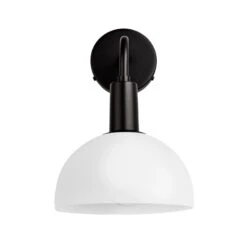 Sleek Opal Glass Dome Wall Light - 8 Inch 21 Sleek Opal Glass Dome Wall Light - 8 Inch -Lumi Home Shop 8 Inch WallLight OpalGlass Industville Lighting Dome BlackHolder Sleek SL OGL DWL8 W BKH