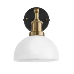 Brooklyn Opal Glass Dome Wall Light - 8 Inch 19 Brooklyn Opal Glass Dome Wall Light - 8 Inch -Lumi Home Shop 8 Inch WallLight OpalGlass Industville Lighting Dome BrassHolder Brooklyn BR OGL DWL8 W BH