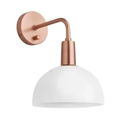 Sleek Opal Glass Dome Wall Light - 8 Inch 20 Sleek Opal Glass Dome Wall Light - 8 Inch -Lumi Home Shop 8 Inch WallLight OpalGlass Industville Lighting Dome CopperHolder Sleek SL OGL DWL8 W CH ANGLED