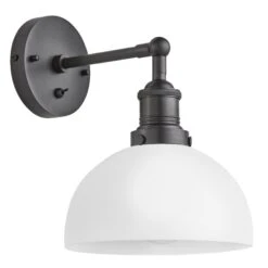 Brooklyn Opal Glass Dome Wall Light - 8 Inch 22 Brooklyn Opal Glass Dome Wall Light - 8 Inch -Lumi Home Shop 8 Inch WallLight OpalGlass Industville Lighting Dome PewterHolder Brooklyn BR OGL DWL8 W PH ANGLED