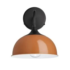 Chelsea Dome Wall Light - 8 Inch - Orange -Lumi Home Shop 8 Inch WallLight Orange Industville Lighting Dome BlackHolder Chelsea CH DWL8 OR BKH front