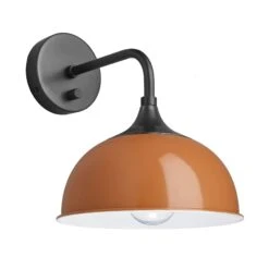 Chelsea Dome Wall Light - 8 Inch - Orange -Lumi Home Shop 8 Inch WallLight Orange Industville Lighting Dome PewterHolder Chelsea CH DWL8 OR PH angled