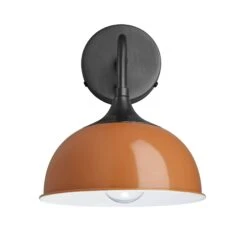 Chelsea Dome Wall Light - 8 Inch - Orange -Lumi Home Shop 8 Inch WallLight Orange Industville Lighting Dome PewterHolder Chelsea CH DWL8 OR PH front