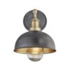 Brooklyn Outdoor & Bathroom Dome Wall Light - 8 Inch - Pewter & Brass