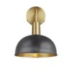Sleek Dome Wall Light - 8 Inch - Pewter & Brass -Lumi Home Shop 8 Inch WallLight Pewter Brass Industville Lighting Dome BrassHolder Sleek SL DWL8 BP BH SO Llit