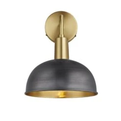 Sleek Dome Wall Light - 8 Inch - Pewter & Brass