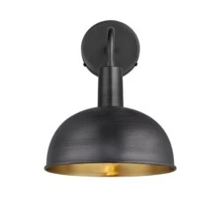 Sleek Dome Wall Light - 8 Inch - Pewter & Brass 8 Sleek Dome Wall Light - 8 Inch - Pewter & Brass -Lumi Home Shop 8 Inch WallLight Pewter Brass Industville Lighting Dome PewterHolder Sleek SL DWL8 BP PH SO Lit