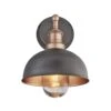 Brooklyn Outdoor & Bathroom Dome Wall Light - 8 Inch - Pewter & Copper