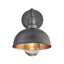 Brooklyn Outdoor & Bathroom Dome Wall Light - 8 Inch - Pewter & Copper -Lumi Home Shop 8 Inch WallLight Pewter Copper Industville Lighting Dome PewterHolder Brooklyn IP65 BR IP65 DWL8 CP PH