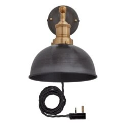Brooklyn Dome Wall Light - 8 Inch - Pewter - With Plug
