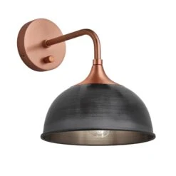 Chelsea Dome Wall Light - 8 Inch - Pewter 17 Chelsea Dome Wall Light - 8 Inch - Pewter -Lumi Home Shop 8 Inch WallLight Pewter Industville Lighting Dome CopperHolder Chelsea CH DWL8 P CH Angled