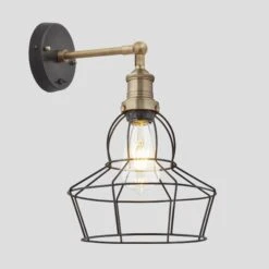 Brooklyn Wire Cage Wall Light - 8 Inch - Pewter - Rose 11 Brooklyn Wire Cage Wall Light - 8 Inch - Pewter - Rose -Lumi Home Shop 8 Inch WallLight Pewter Industville Lighting Rose BrassHolder Brooklyn BR WCWL8 P RS BH