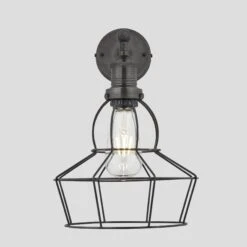 Brooklyn Wire Cage Wall Light - 8 Inch - Pewter - Rose 12 Brooklyn Wire Cage Wall Light - 8 Inch - Pewter - Rose -Lumi Home Shop 8 Inch WallLight Pewter Industville Lighting Rose PewterHolder Brooklyn BR WCWL8 P RS PH SO