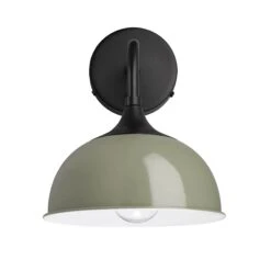 Chelsea Dome Wall Light - 8 Inch - Sage Green -Lumi Home Shop 8 Inch WallLight SageGreen Industville Lighting Dome BlackHolder Chelsea CH DWL8 SG BKH front