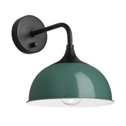 Chelsea Dome Wall Light - 8 Inch - Turquoise 14 Chelsea Dome Wall Light - 8 Inch - Turquoise -Lumi Home Shop 8 Inch WallLight Turquoise Industville Lighting Dome BlackHolder Chelsea CH DWL8 T BKH angled