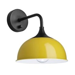 Chelsea Dome Wall Light - 8 Inch - Yellow -Lumi Home Shop 8 Inch WallLight Yellow Industville Lighting Dome BlackHolder Chelsea CH DWL8 Y BKH angled