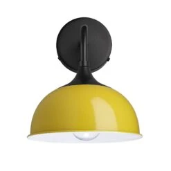 Chelsea Dome Wall Light - 8 Inch - Yellow -Lumi Home Shop 8 Inch WallLight Yellow Industville Lighting Dome BlackHolder Chelsea CH DWL8 Y BKH front