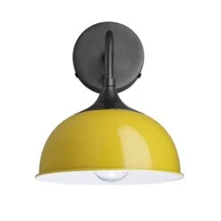 Chelsea Dome Wall Light - 8 Inch - Yellow -Lumi Home Shop 8 Inch WallLight Yellow Industville Lighting Dome PewterHolder Chelsea CH DWL8 Y PH front