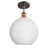 Brooklyn Opal Glass Globe Flush Mount Light - 9 Inch -Lumi Home Shop 9 Inch FlushMount OpalGlass Industville Lighting Globe CopperHolder Brooklyn BR OGL GLFM9 W CH