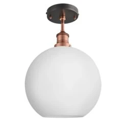 Brooklyn Opal Glass Globe Flush Mount Light - 9 Inch