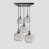 Brooklyn Tinted Glass Globe 5 Wire Square Cluster Lights - 9 Inch - Smoke Grey -Lumi Home Shop 9 Inch Pendant Glass Industville Lighting Globe PewterHolder Brooklyn BR TGL GL9 5WSQCL SG PH