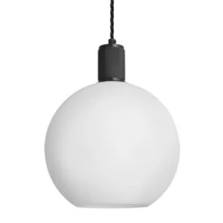 Knurled Opal Glass Globe Pendant Light - 9 Inch