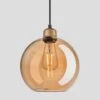 Orlando Tinted Glass Globe Pendant - 9 Inch - Amber -Lumi Home Shop 9 Inch Pendant Tinted Glass Amber Globe Brass Orlando OR TGL GLWL9 A BH Lit