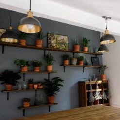 Brooklyn Dome Pendant Light - 8 Inch - Pewter & Brass -Lumi Home Shop B2LTLT G