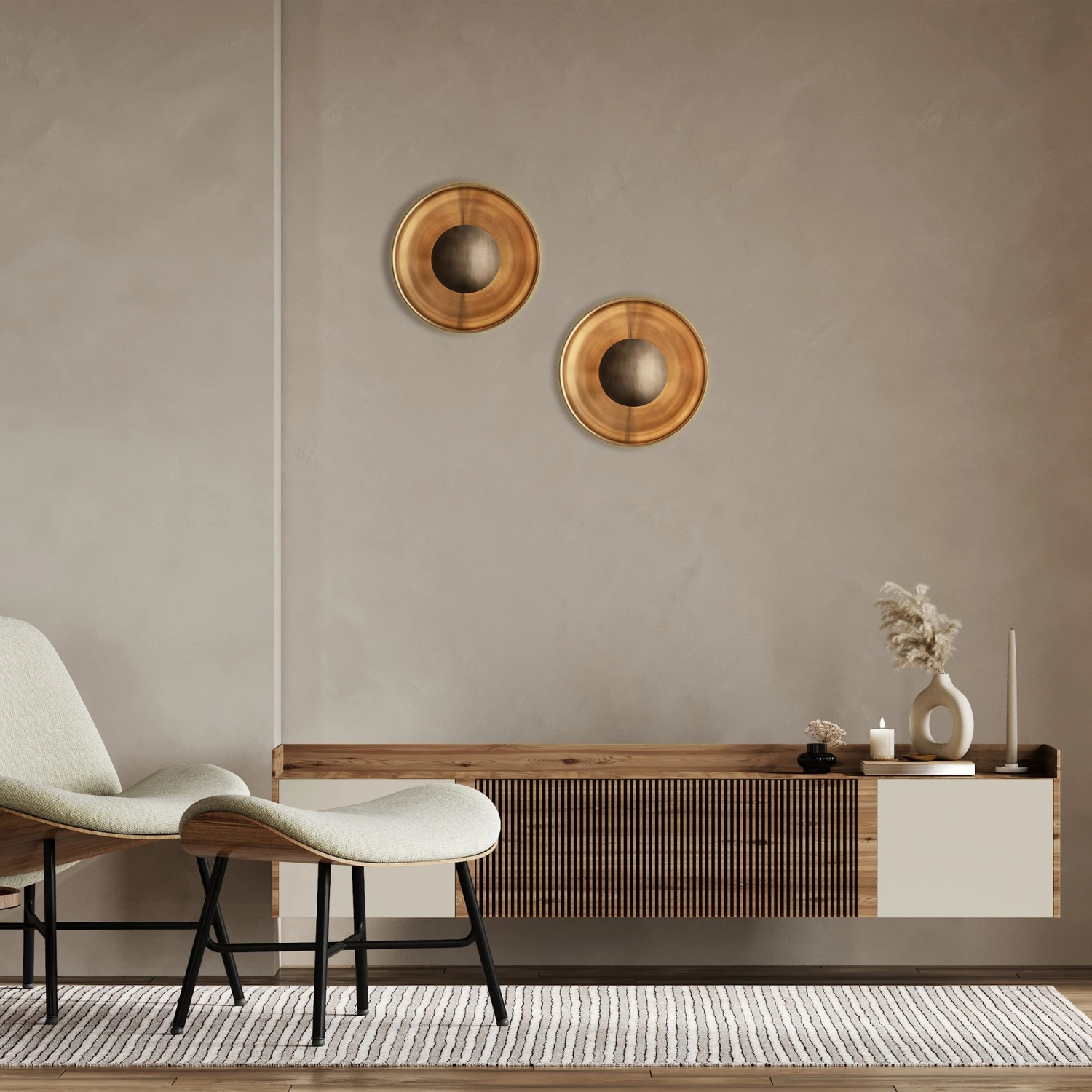 Boston Round Metal Diffuser Wall Light Flush Mount - 13 Inch - Brass 5 Boston Round Metal Diffuser Wall Light Flush Mount - 13 Inch - Brass - Image 3