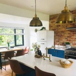 Brooklyn Dome Pendant - 13 Inch - Brass -Lumi Home Shop BR DP13 B BH LR Industville RESIDENTIAL KITCHEN little fixer upper