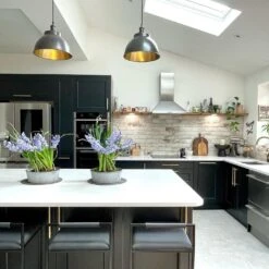 Brooklyn Dome Pendant - 13 Inch - Pewter & Brass - Pre-order - Expected W/c 13th Of May -Lumi Home Shop BR DP13 CP PH KITCHEN MONOCHROME my renovating diary 3