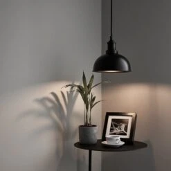 Brooklyn Dome Pendant - 8 Inch - Black -Lumi Home Shop BR DP8 BK BKHINDUSTVILLEB2CROOMAHPHOTOGRAPHY