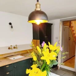 Brooklyn Dome Pendant Light - 8 Inch - Pewter & Brass -Lumi Home Shop BR DP8 BP BHINDUSTVILLEB2CKITCHEN the.grovehouse