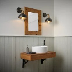 Brooklyn Outdoor & Bathroom Dome Wall Light - 8 Inch - Pewter & Brass -Lumi Home Shop BR IP65 DWL8 BP BH Industville RESIDENTIAL BATHROOM AndyHaslamPhotography 4