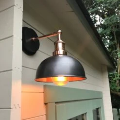 Brooklyn Outdoor & Bathroom Dome Wall Light - 8 Inch - Pewter & Copper -Lumi Home Shop BR IP65 DWL8 CP CHHRINDUSTVILLEB2COUTDOORGARDEN Gardener on theedge