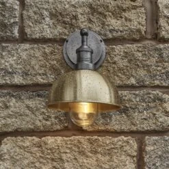 Brooklyn Outdoor & Bathroom Dome Wall Light - 8 Inch - Brass -Lumi Home Shop BR OD DWL8 B PH SO In Situ Lit LR